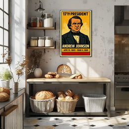 Andrew Johnson 17th President of the United States Inked Comic Style Poster