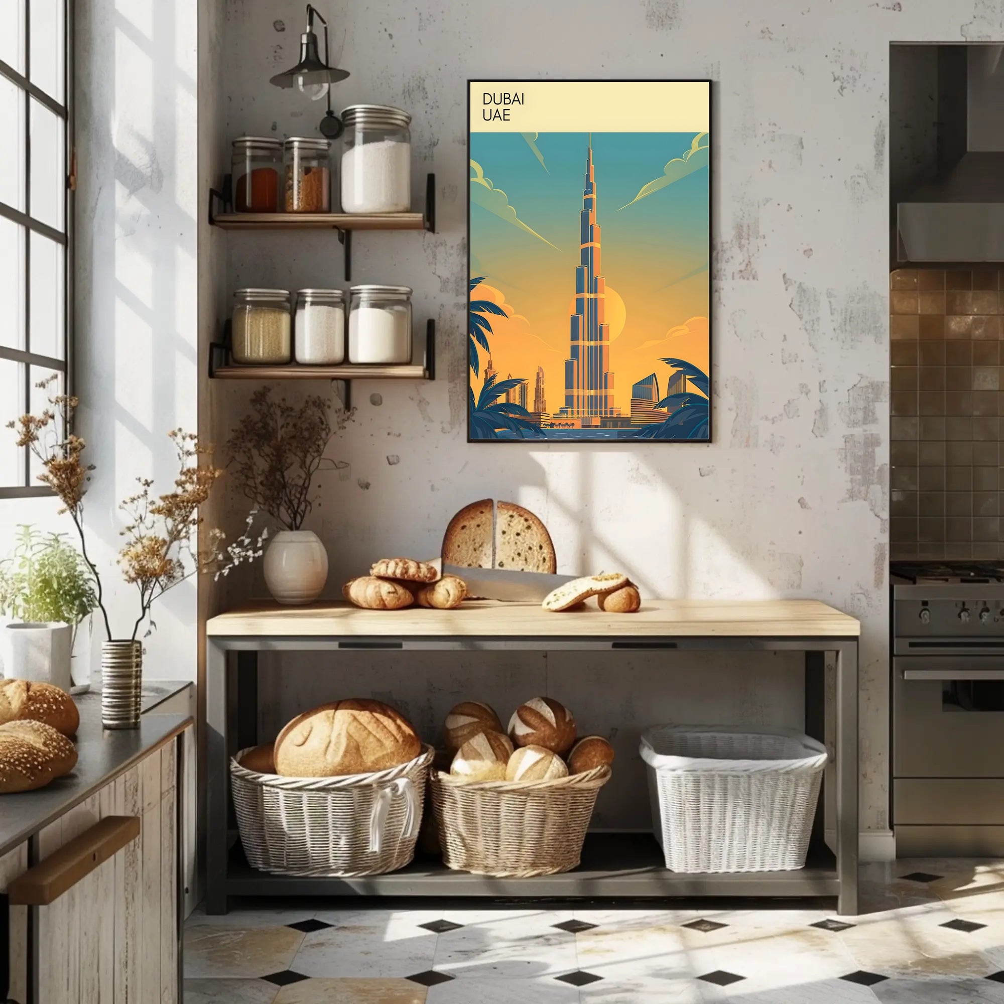 Dubai Skyline at Sunset Poster