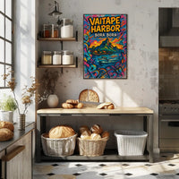 Vaitape Harbor Poster Bora Bora Colorful Travel Art