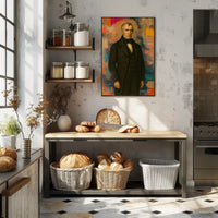 Distinguished Classical Portrait with Modern Abstract Artistic Poster
