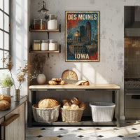 Des Moines, Iowa Cityscape Poster