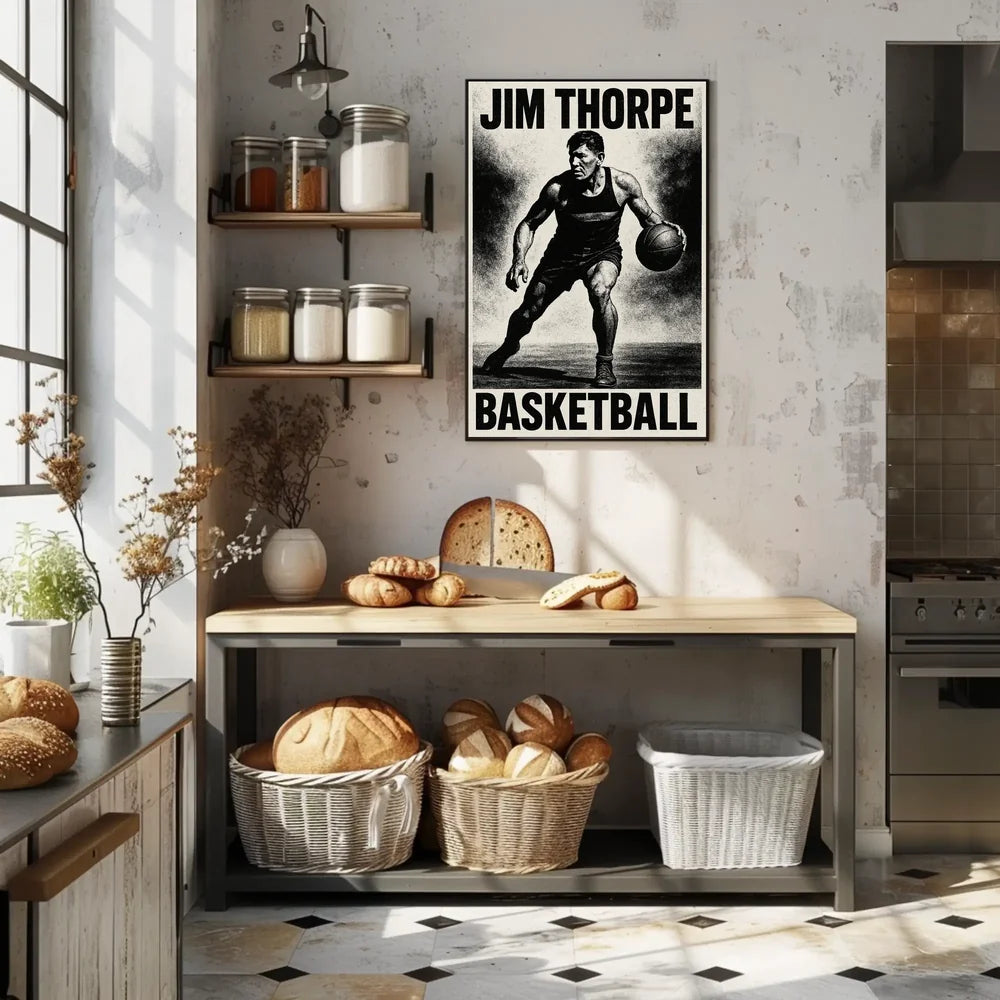 Dynamic Basketball Action Stylized Art Poster