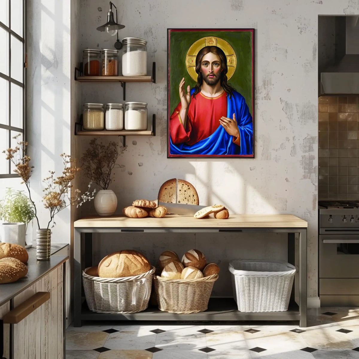 Iconic Portrait of Jesus Christ Poster