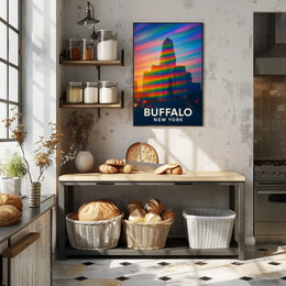 Buffalo Skyline Vibrant Digital Painting Souvenir Poster
