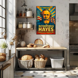 Rutherford B. Hayes 19th President of the United States Colorful Comic Book Style Poster