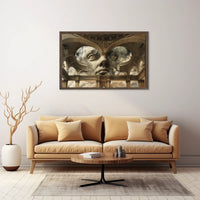 Surreal Stone Face in Classical Architecture Poster