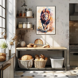 Majestic Lion in Watercolor Poster