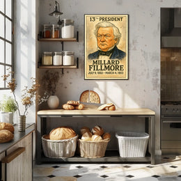 Millard Fillmore 13th President of the United States Exaggerated Cartoon Sketch Poster