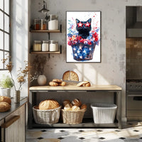 Black Cat With Star Shaped Sunglasses American Poster