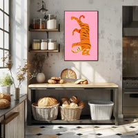Tiger's Playful Dance: Abstract or Artistic Poster PosterGoat