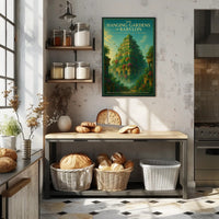 Hanging Gardens of Babylon Photorealistic Fantasy Mythology Poster