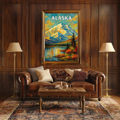 Alaska Denali Mountain Scenic Wilderness Landscape Travel Poster