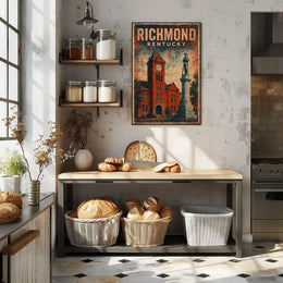 Richmond Kentucky Clock Tower Cultural Heritage Vintage Americana Nostalgic Townscape Poster