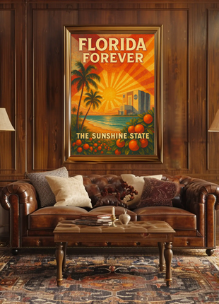 Florida's Iconic Sunshine Vintage Travel Poster