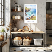 Cornwall Coastal Art: Serene Watercolor Travel Poster PosterGoat