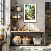 Balinese Tranquility: Traditional Street Scene Cultural Poster PosterGoat