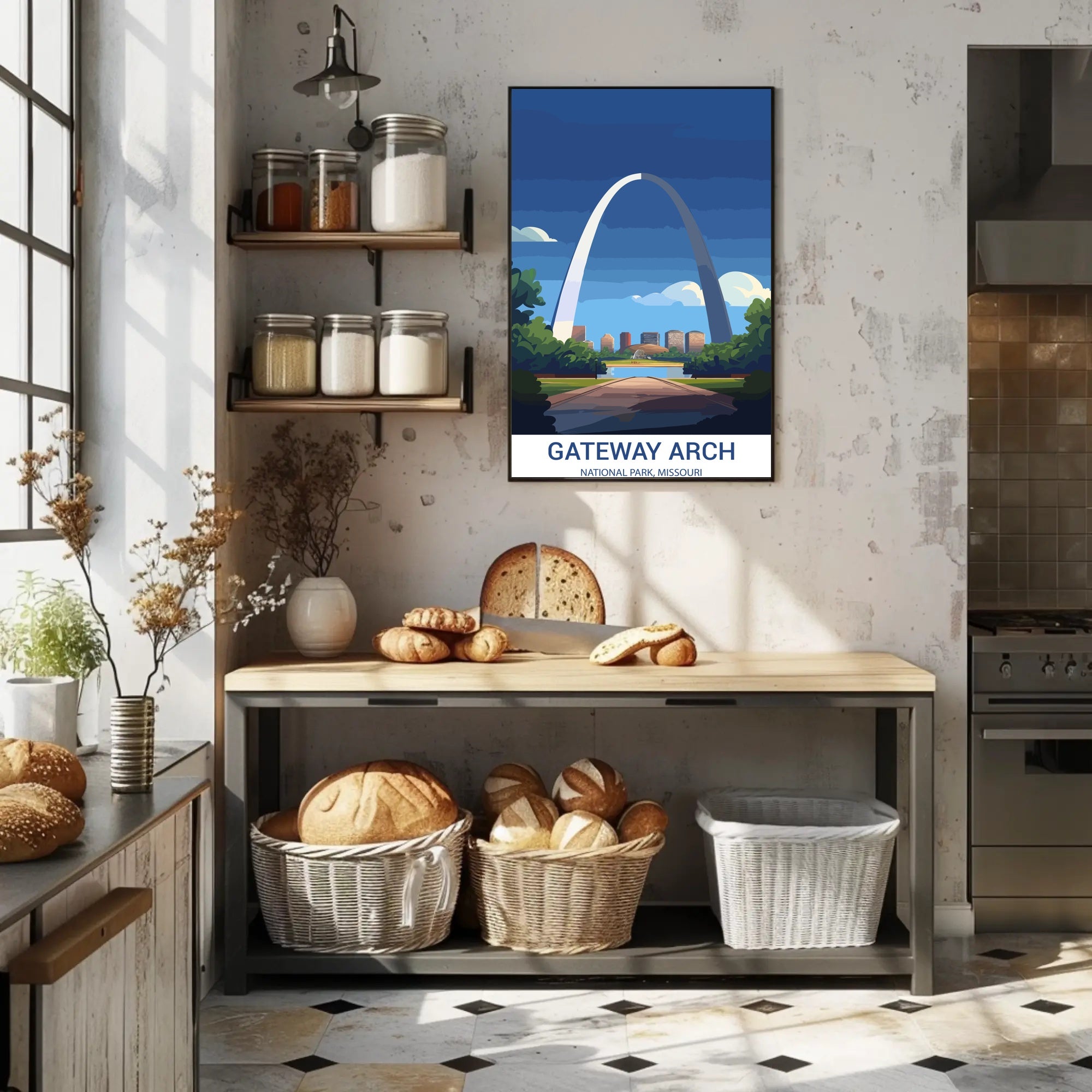 Gateway Arch Illustration in National Park Poster
