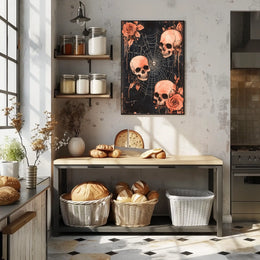 Dark Gothic Skulls and Roses Artistic Poster