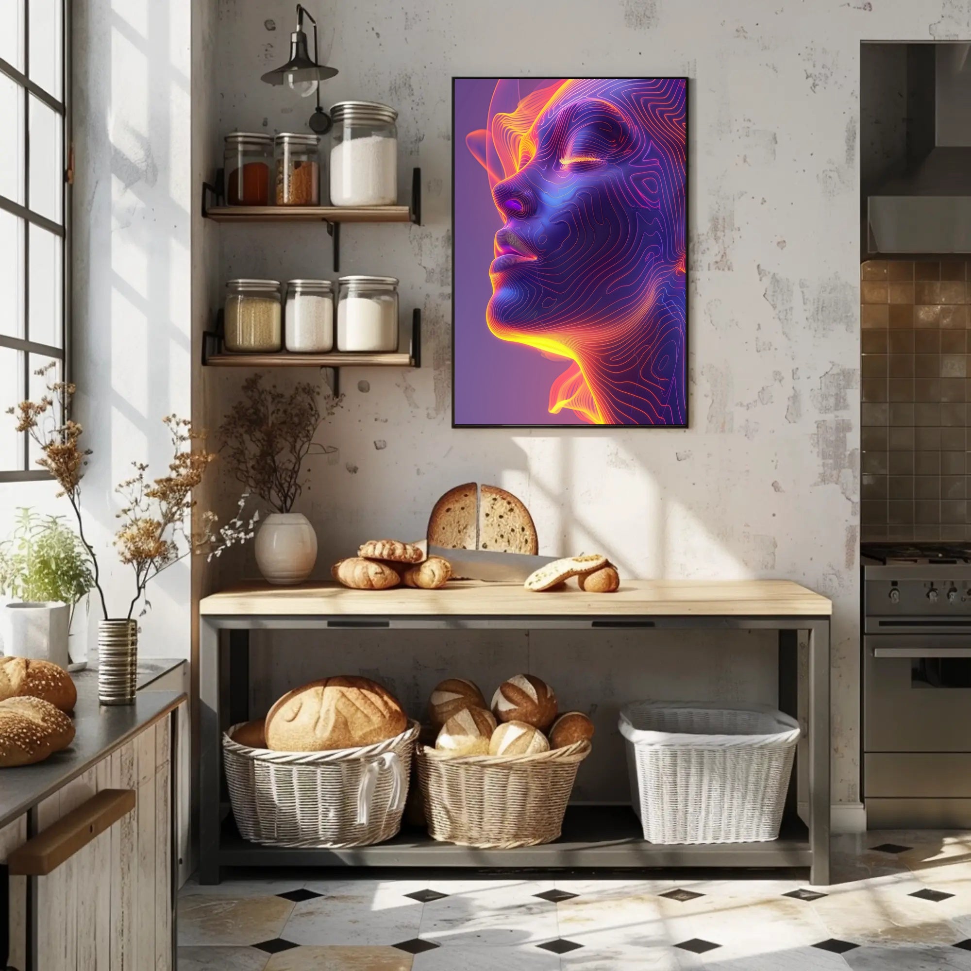 Futuristic Neon Abstract Art Print - Futuristic Sci-Fi Poster PosterGoat