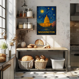 Washington Starry Night Capitol Poster
