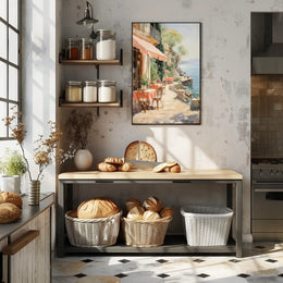 Seaside Café Serenity Poster