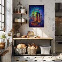 Stonehenge Cosmic Night Surreal Fantasy Art Poster