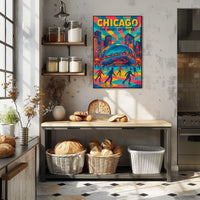 Chicago City Winter Heart Of The City Scene Poster