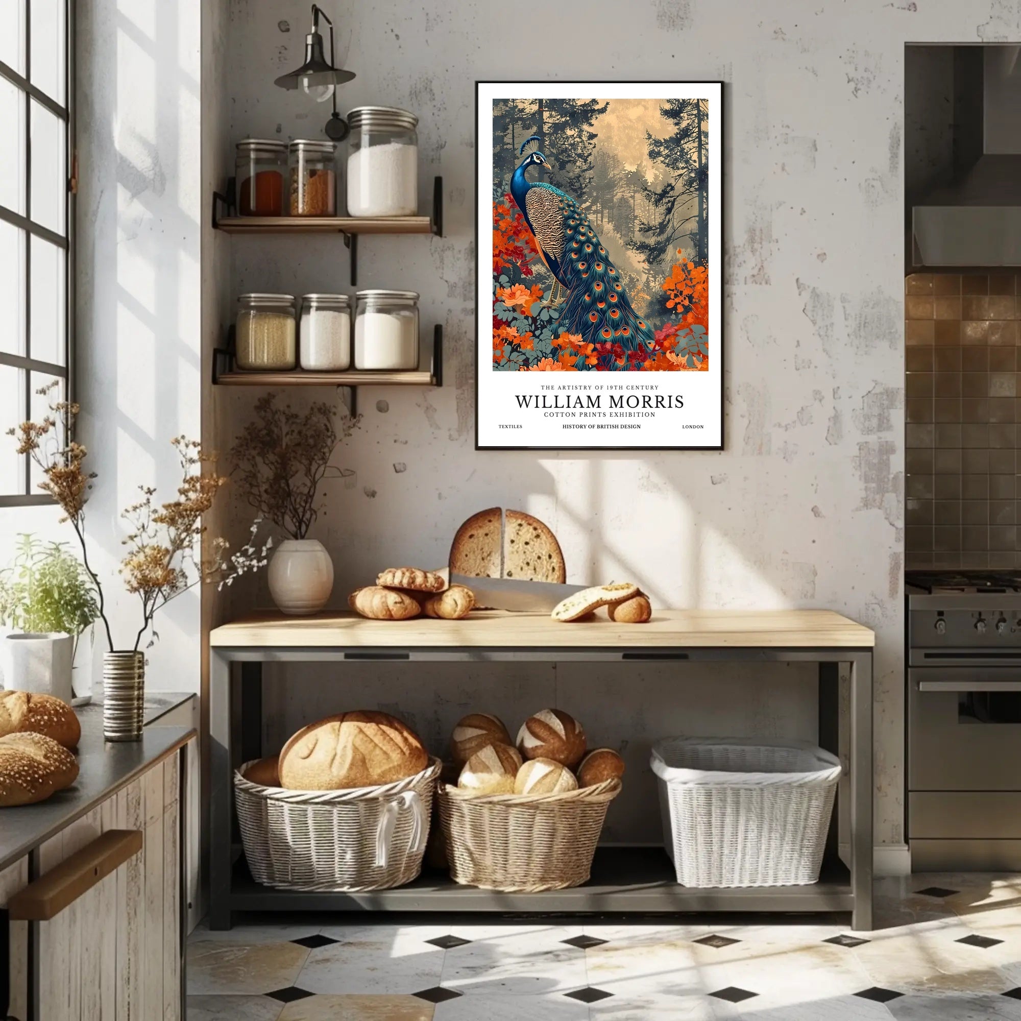 William Morris Peacock Design Cotton Prints Heritage Poster