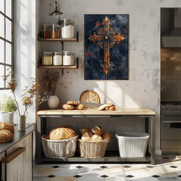 Gothic Cross With Skull Poster