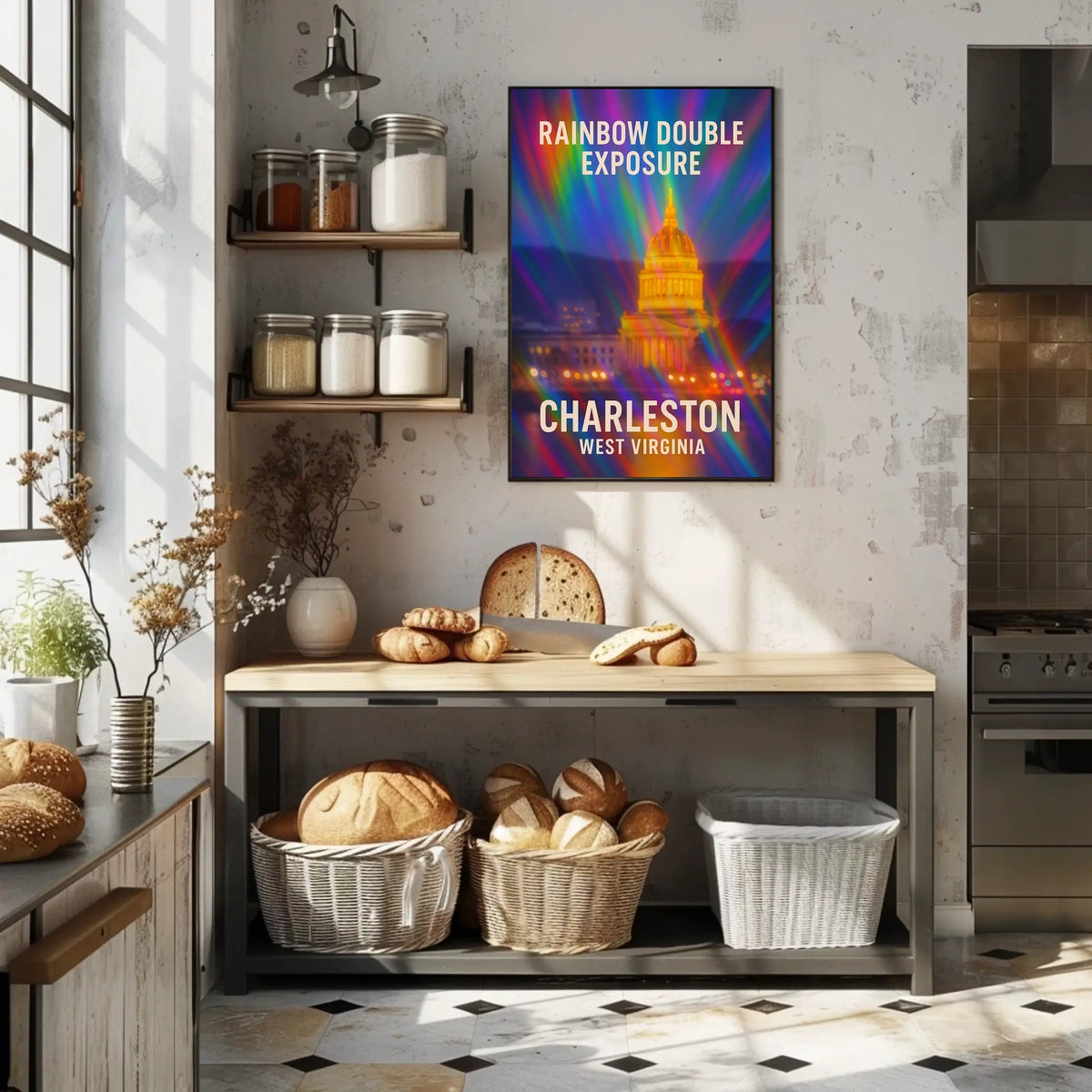 Rainbow Double Exposure Charleston Poster