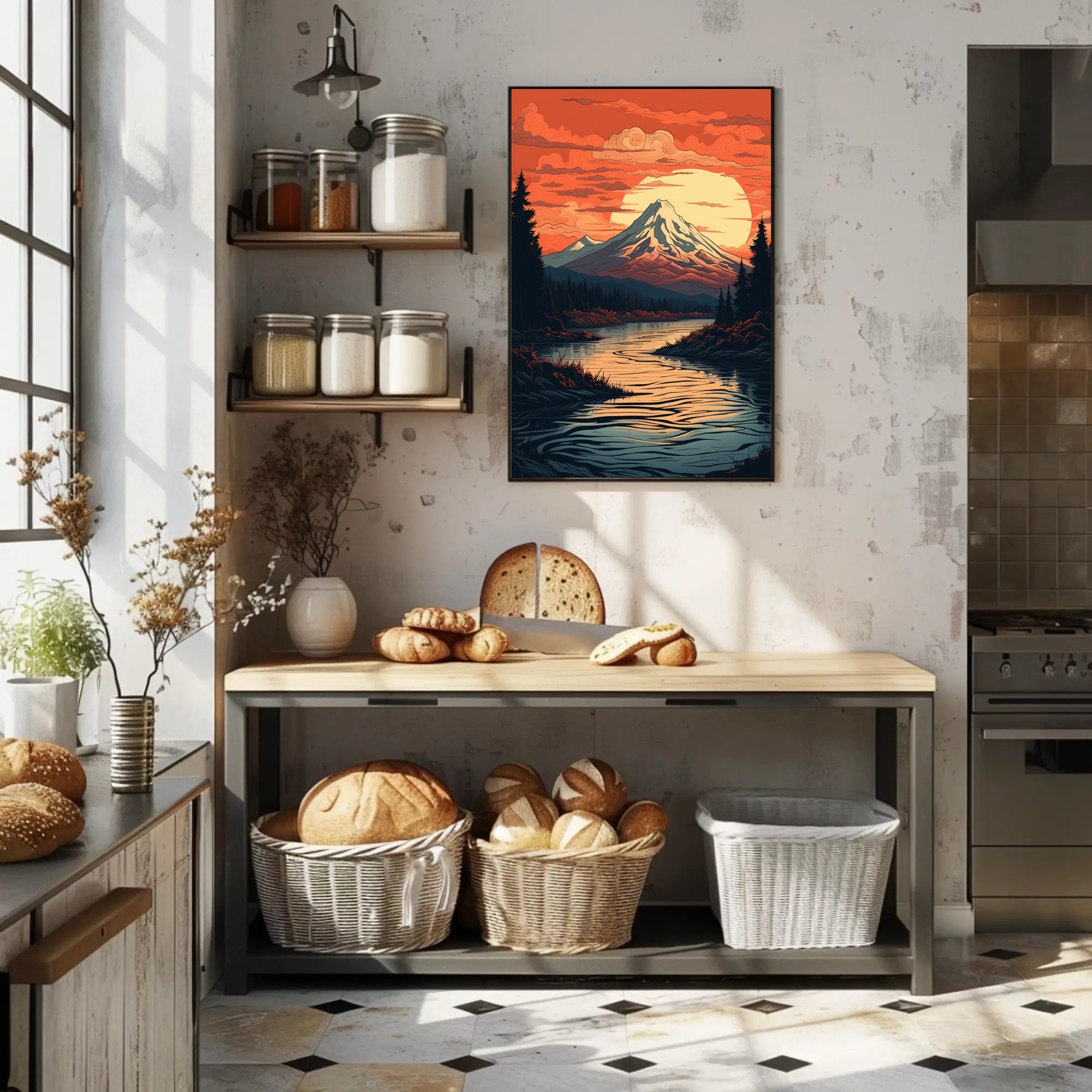 Serene Mountain Sunset Poster PosterGoat