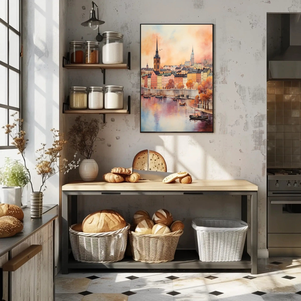 Charming European Townscape With Historical European Travel Poster