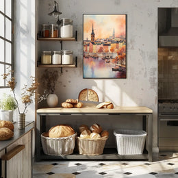 Charming European Townscape With Historical European Travel Poster