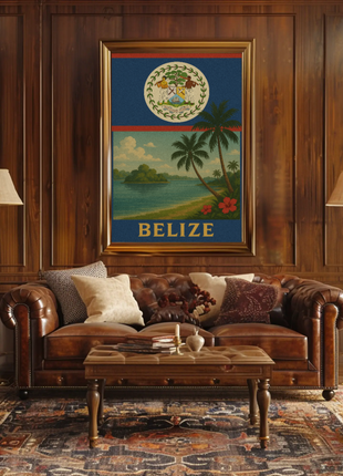 Belize Tropical Coast Vintage Travel Poster