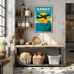 Hawaii Adventure Plane Vintage Travel Poster