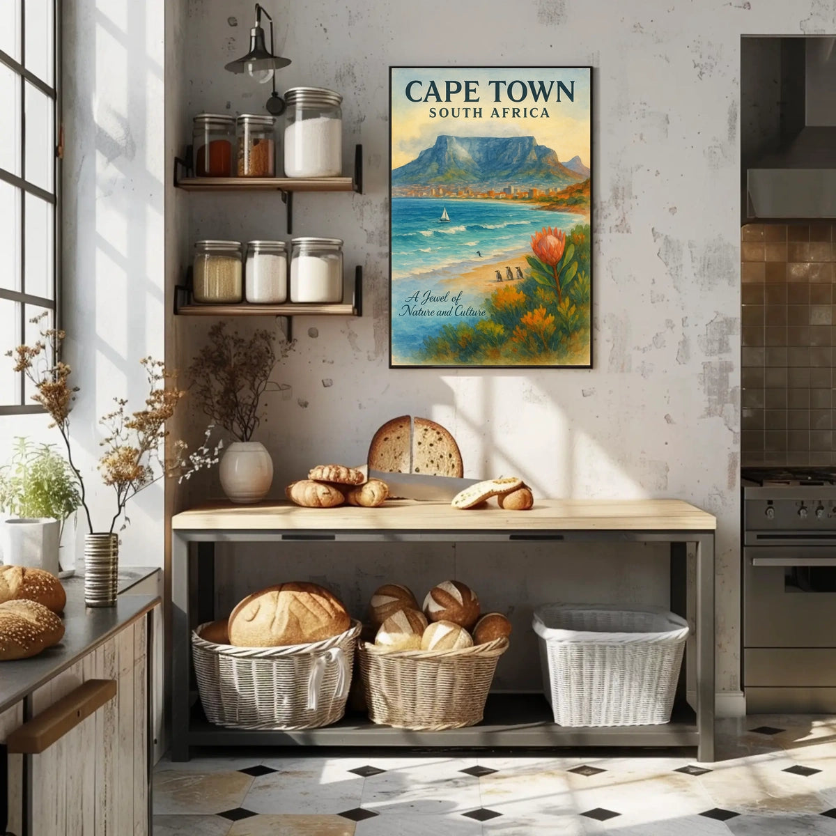 Cape Town Tranquility: Watercolor Art Poster Print