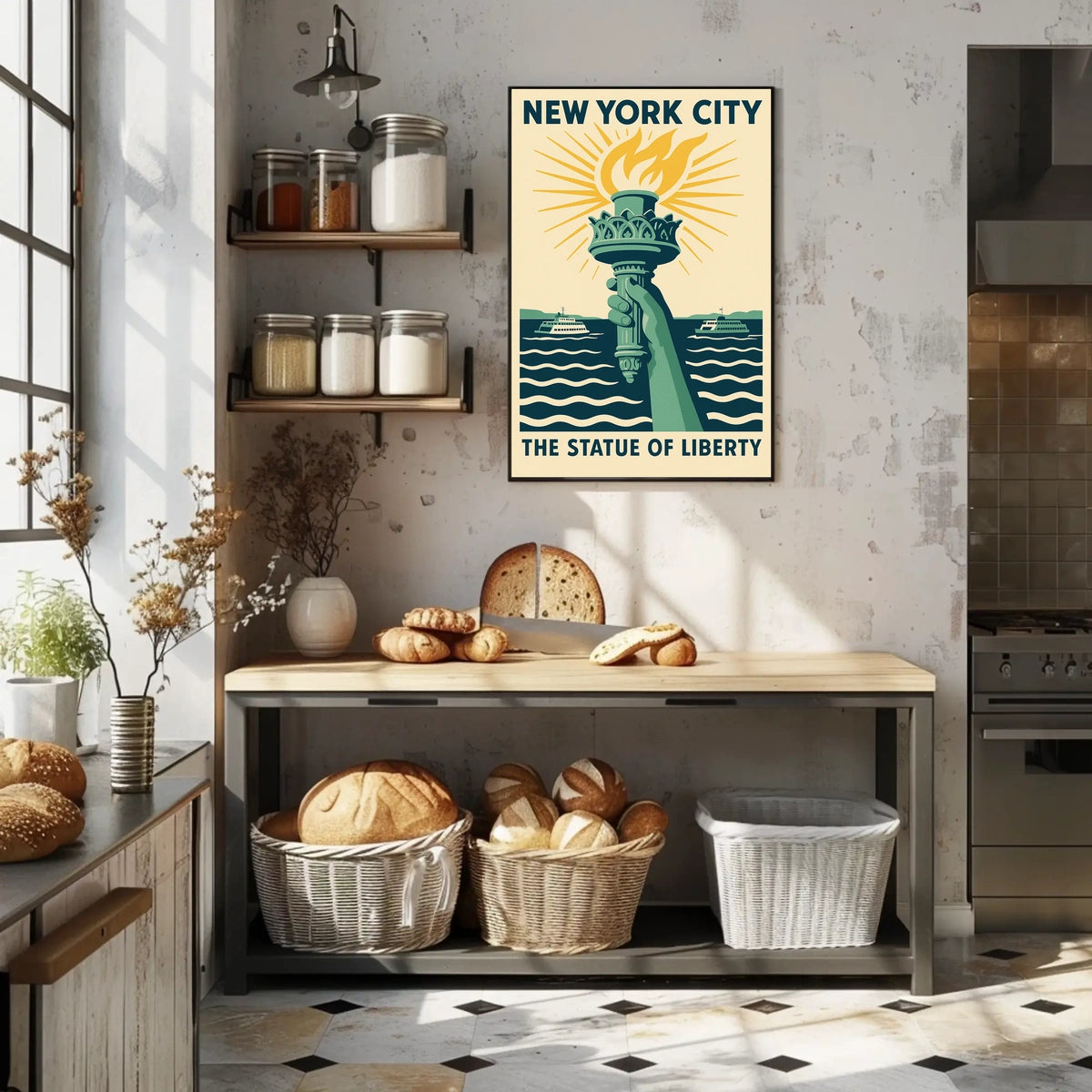 Statue Of Liberty NYC Icon Travel Poster Vintage Wall Art