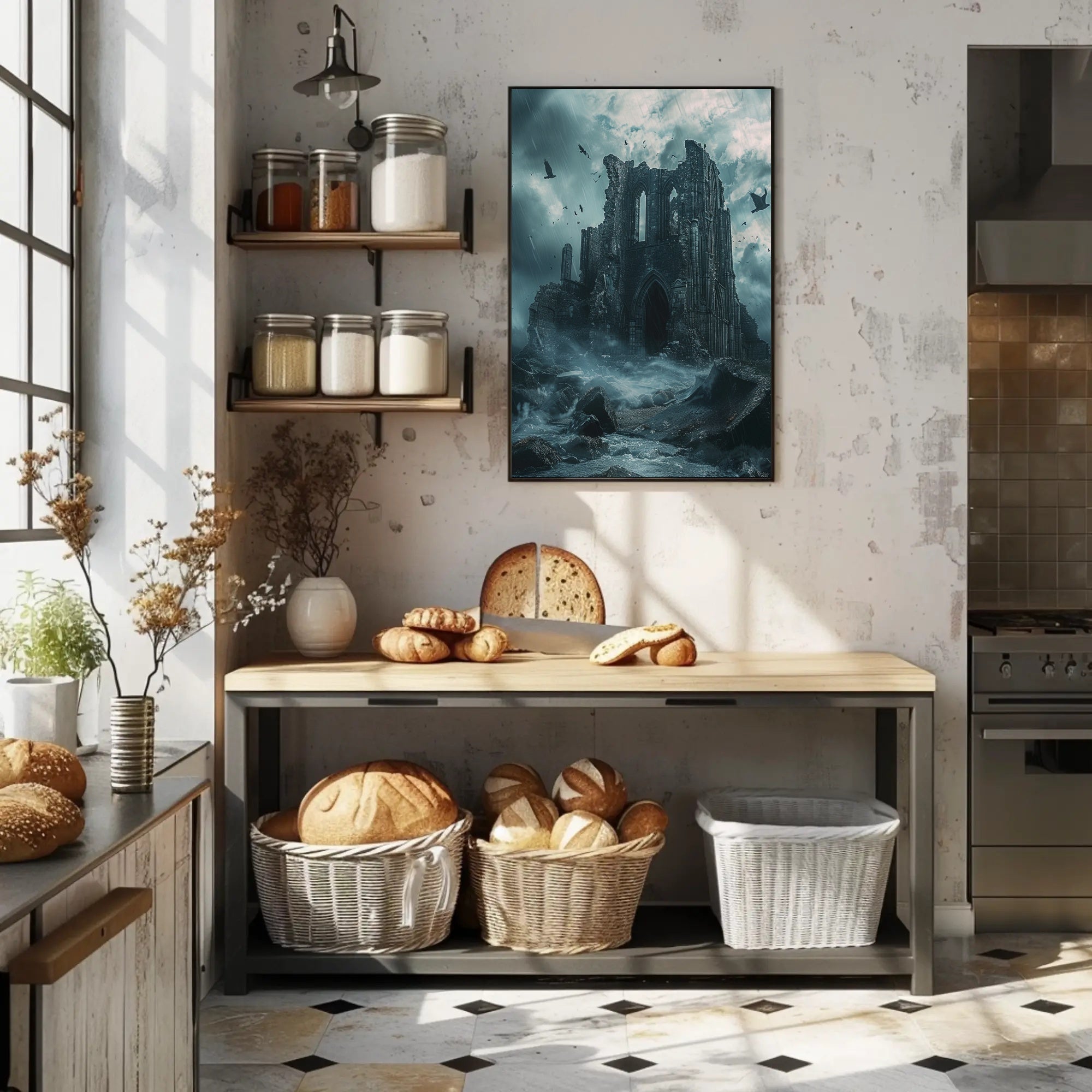 Gothic Ruins in Stormy Landscape Artistic Poster PosterGoat