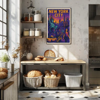 Vibrant New York City Poster For Home Decor With Jazz
