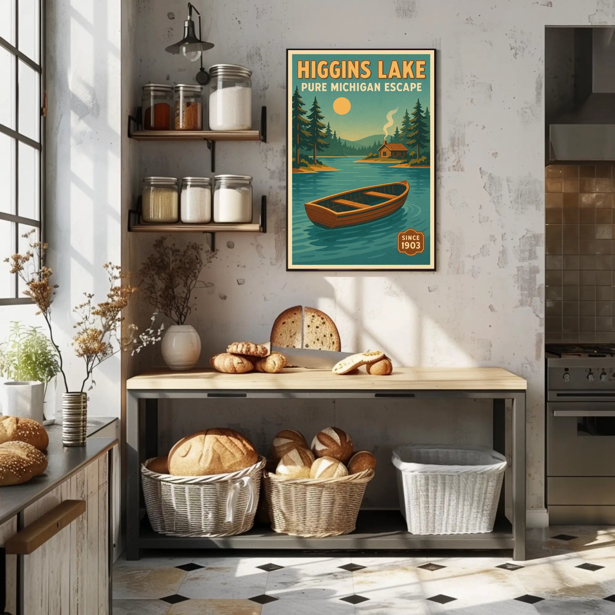 Higgins Lake Vintage Travel Poster Wall Art