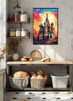 Vibrant Russian Landmark Illustration Cultural or Heritage Poster