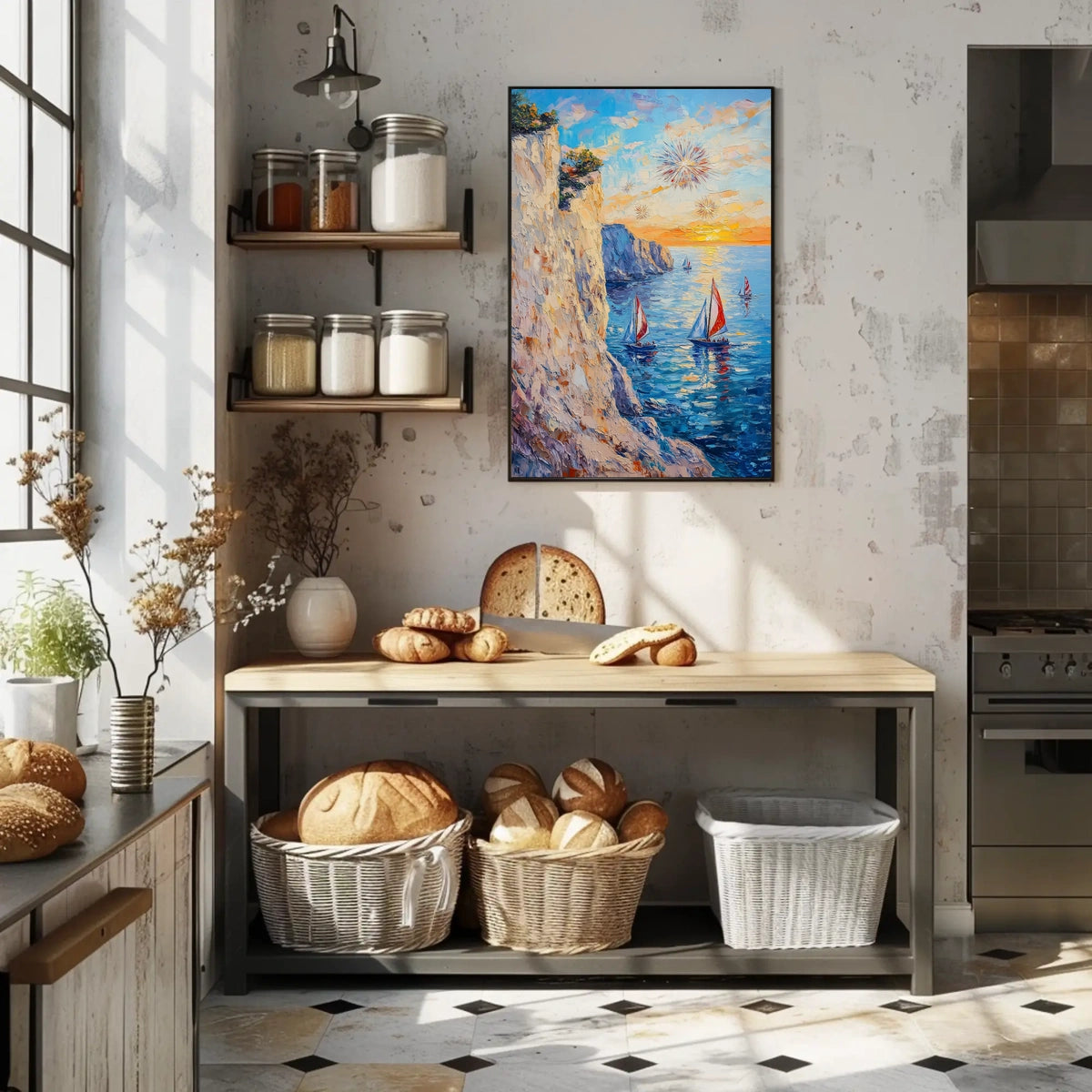 pixelmotion copyai 35099 Thick oil impasto painting of a coastal cl 5e7818ef ccf4ef9bde5b64623829Poster