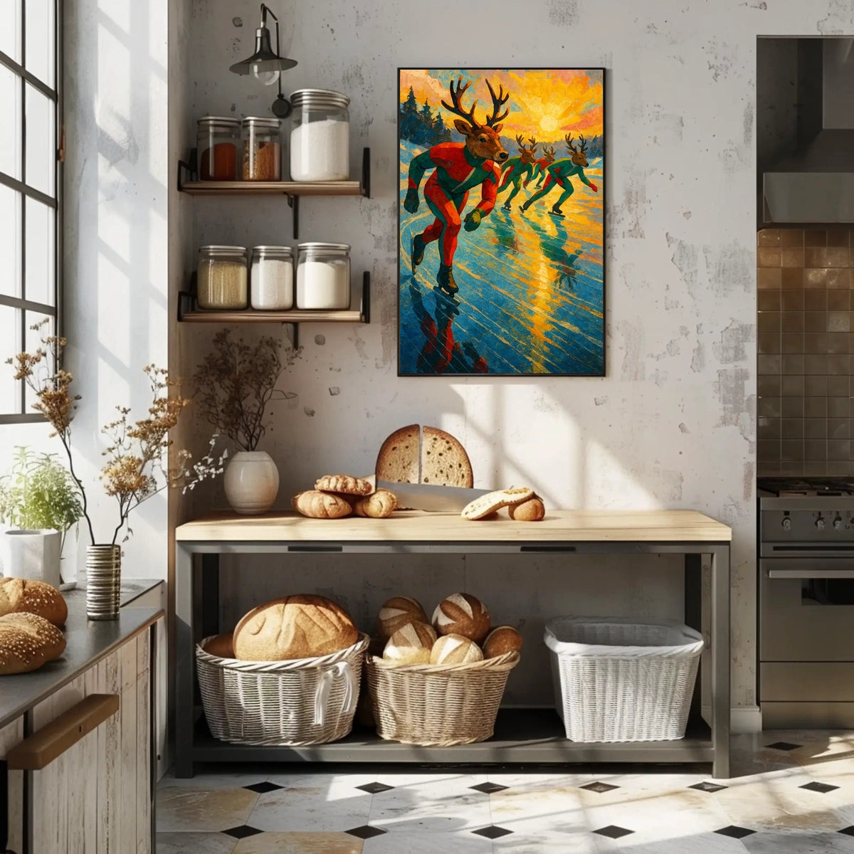 Reindeer Speed Skating on Surreal Frozen Lake