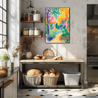 Vibrant Impressionistic Garden Scene Art Print - Abstract Poster