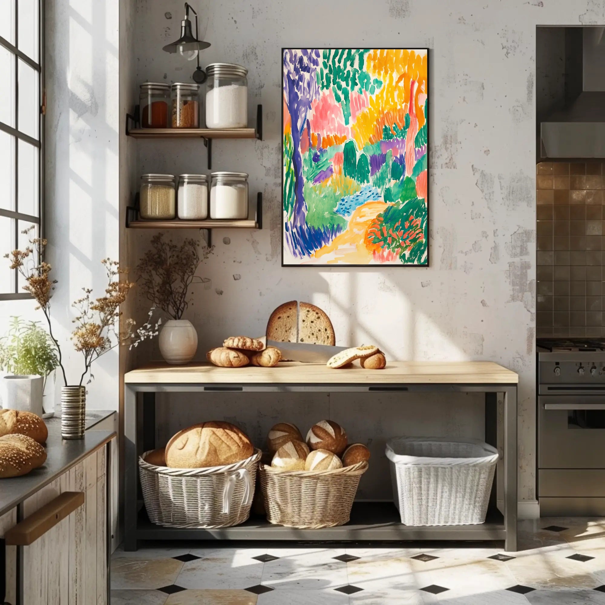 Vibrant Impressionistic Garden Scene Art Print - Abstract Poster