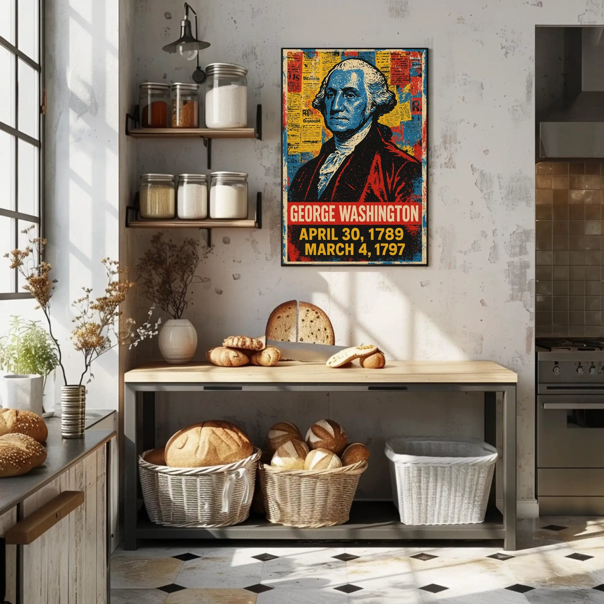 George Washington 1st President of the United States Street Art Mashup Poster