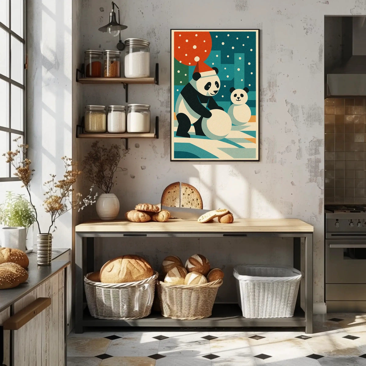 Festive Pandas in Winter Wonderland Poster