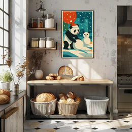 Festive Pandas in Winter Wonderland Poster