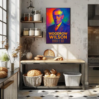 Woodrow Wilson 28th President of the United States Neon Gradient Overlay Poster