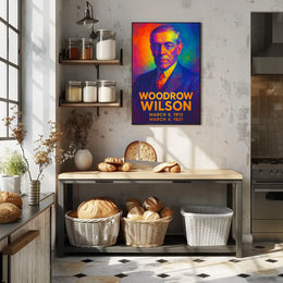 Woodrow Wilson 28th President of the United States Neon Gradient Overlay Poster